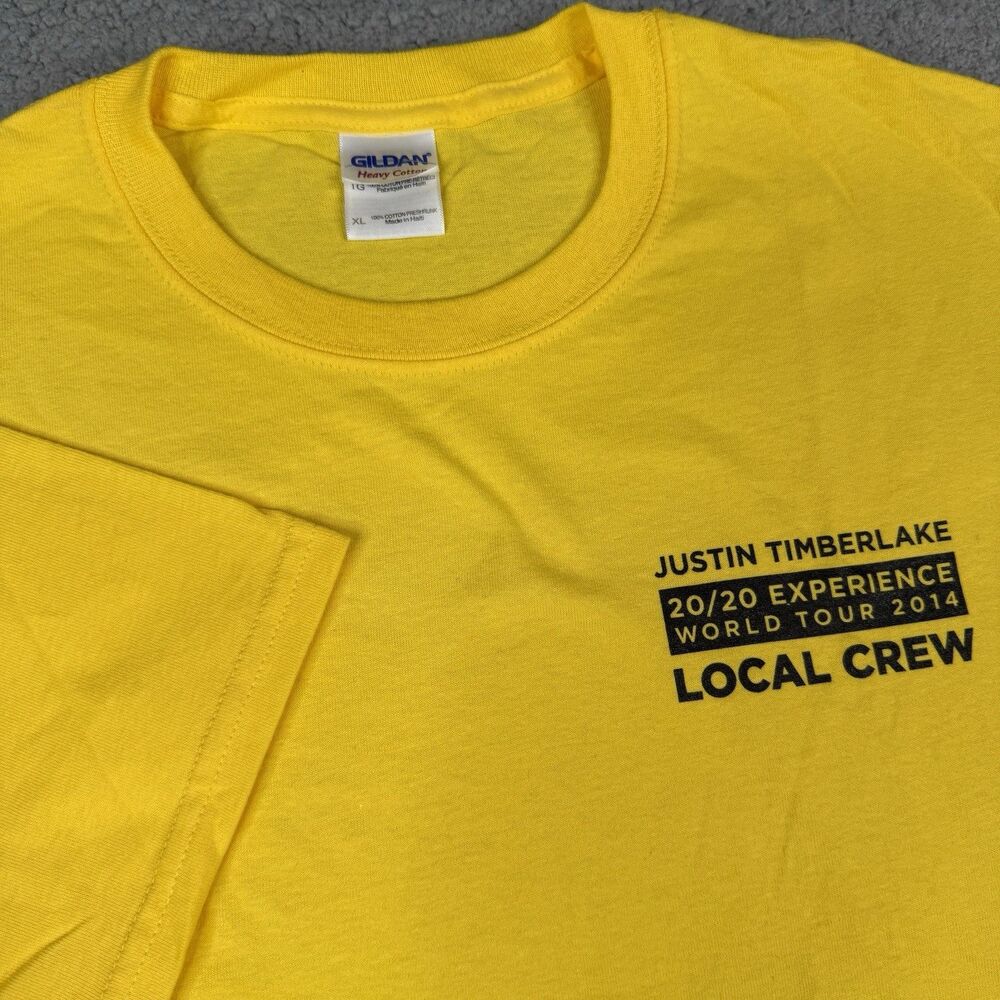 Justin Timberlake Shirt Men XL Yellow 20/20 Experience World Tour Local Crew Tee